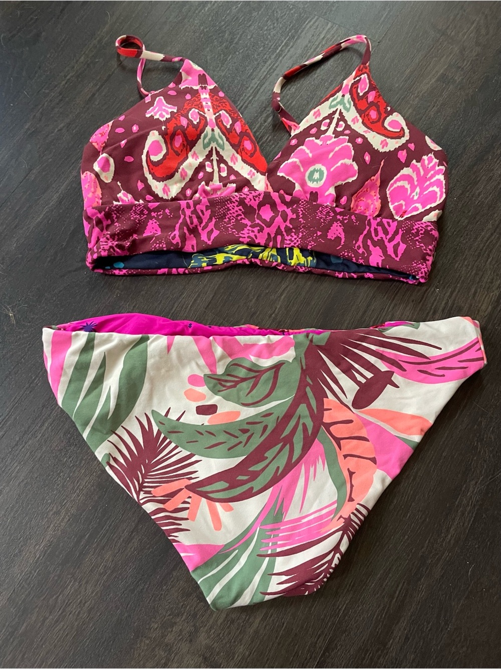 Maaji Pink Floral & Magenta Reversible Bikini Set - Picture 3 of 5